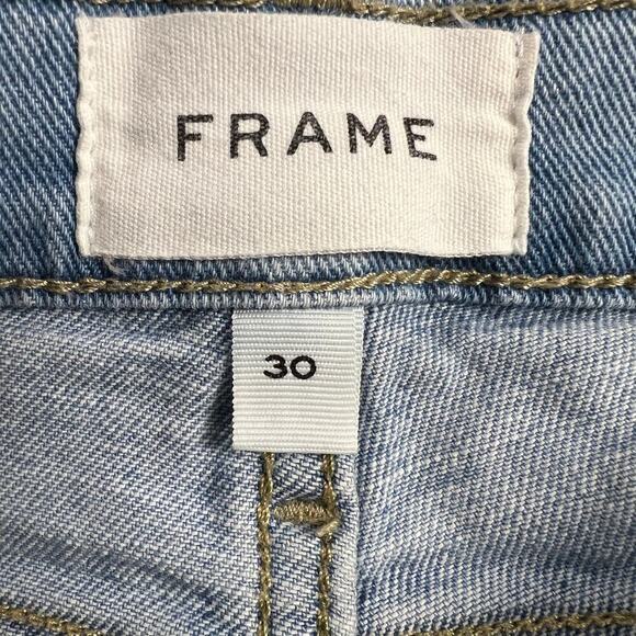 FRAME Denim Le Garçon Crop Jeans Light Wash Distressed Knees Raw Hem Size 30 - Picture 3 of 9